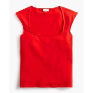 J.Crew Cap-sleeve stretch cotton-blend squareneck tank top Red Medium NWT